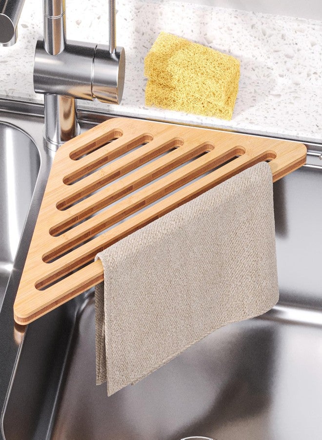 VERTORGAN Dish Drying Rack for Sink Corner,Over The Sink Bamboo Dish Drainer Drying Rack,Dish Drainer Mat for Kitchen,Sink Accessories(Natural) - Image 1